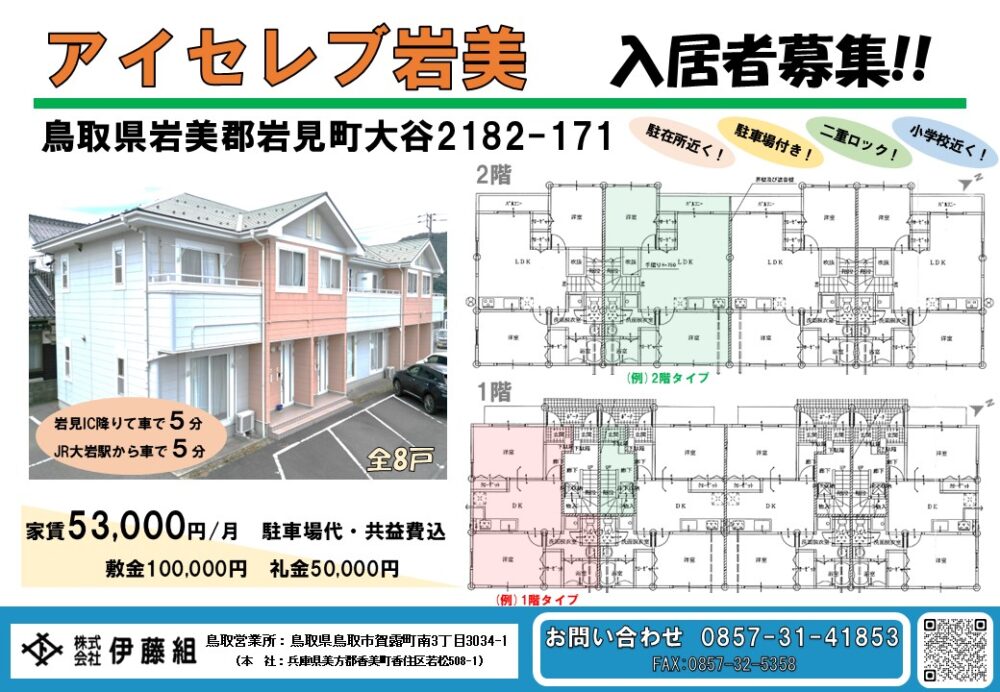 【岩美町大谷】家賃5.3万円　アイセレブ岩美